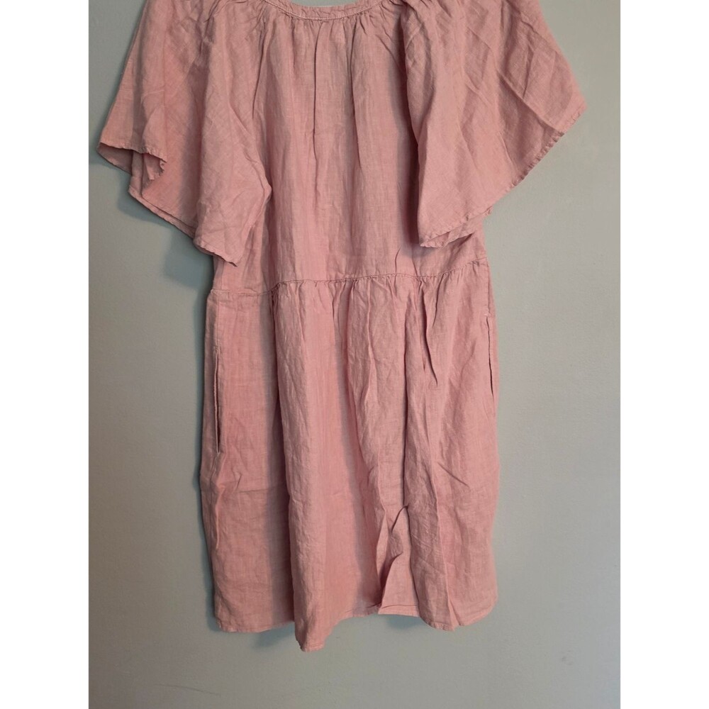 0073 Velvet by Graham & Spencer Pink Linen‎ Flutter Sleeve Tunic; XS